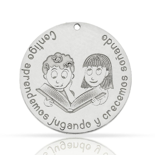 Medalla Colgante Profesora Colegio Plata (Personalizable)