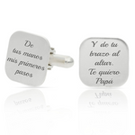 Gemelos Personalizados Plata Cuadrados Frase