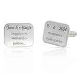 Gemelos Personalizados Plata Rectangulares Nombres y Fecha