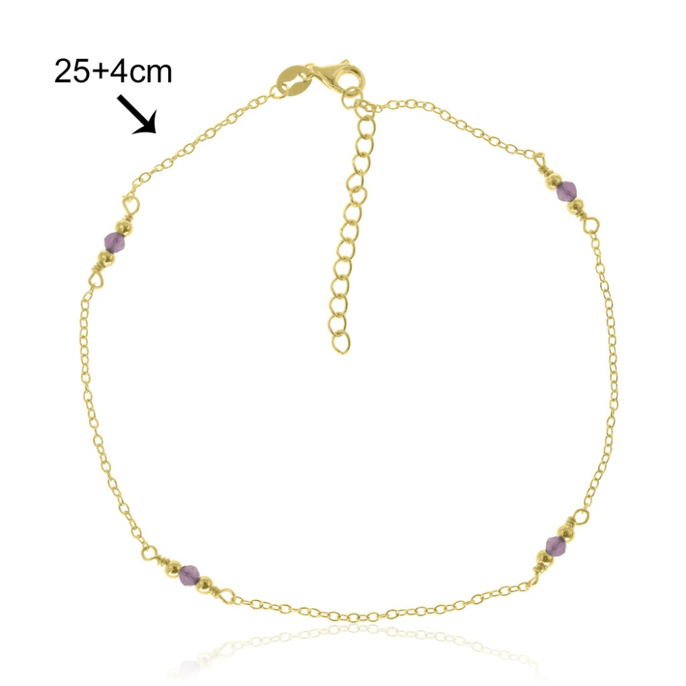 Tobillera Perlas + Piedras de Colores 25+4cm