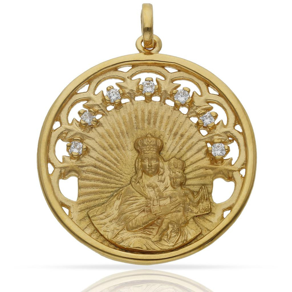 
                  
                    Cargar imagen en el visor de la galería, Medalla Virgen del Carmen Chapada en Oro Circonitas
                  
                