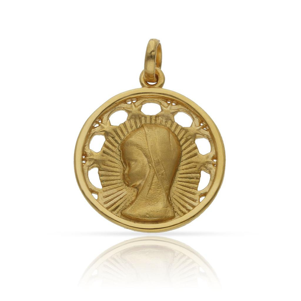 Medalla Plata Chapada en Oro Virgen Niña - 20 mm