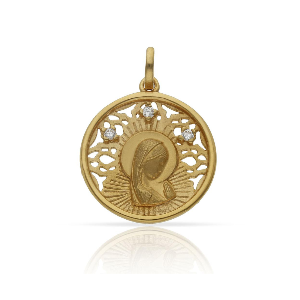 Medalla Plata Chapada en Oro Virgen Niña - 22mm
