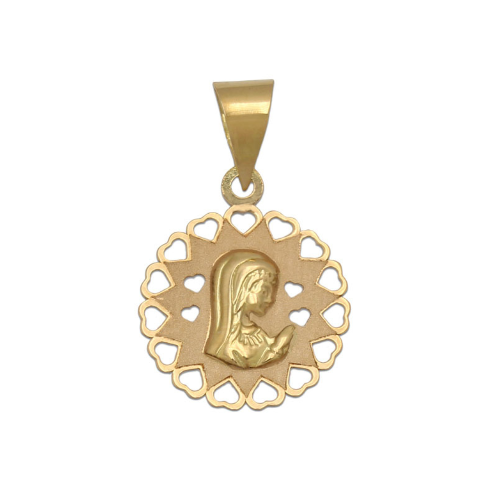 Medalla Oro 18 KL Virgen Niña - 14 mm