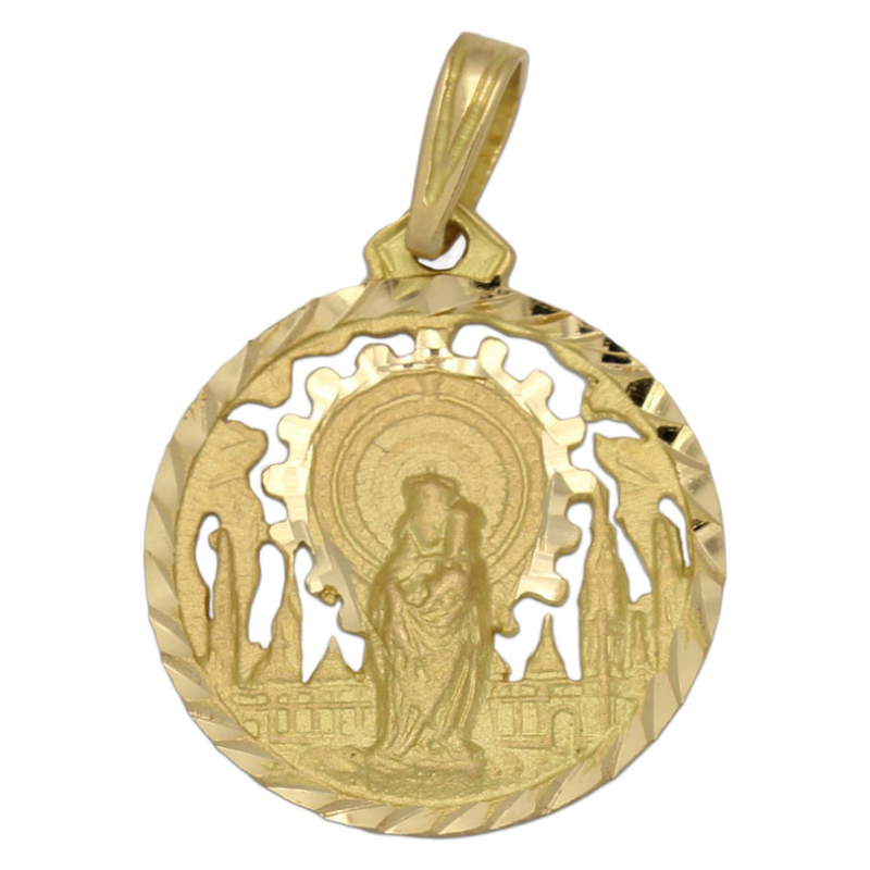 Medalla Oro 18 KL Virgen del Pilar - 20 mm