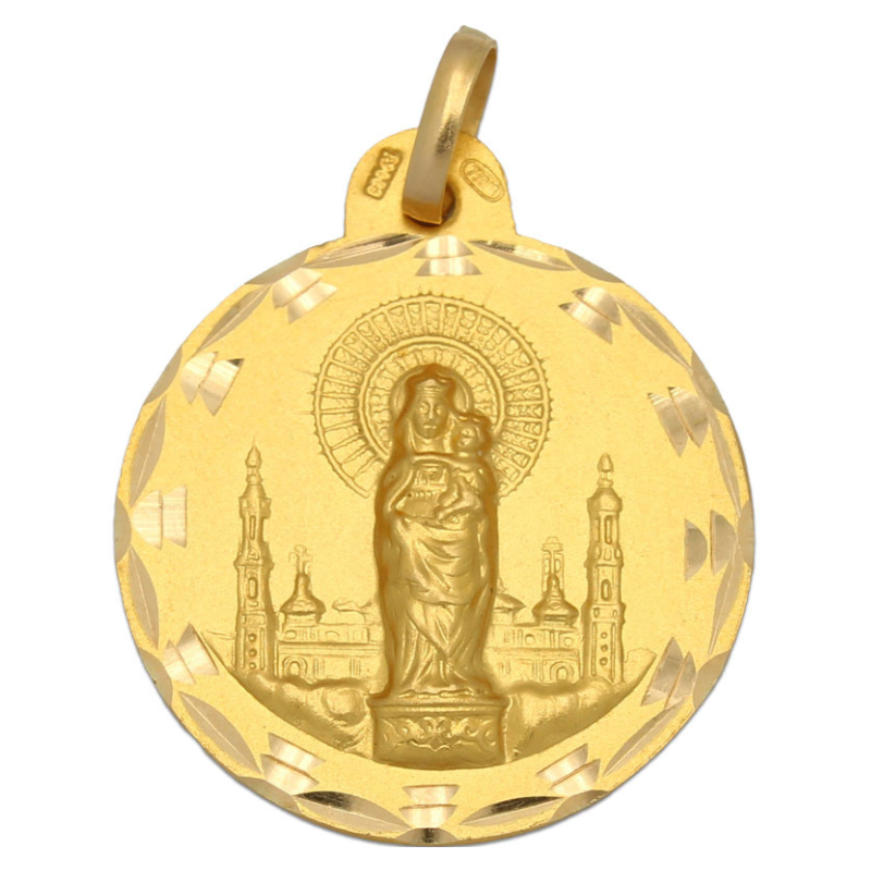 Medalla Oro Amarillo de 18 KL Virgen del Pilar - 23 mm