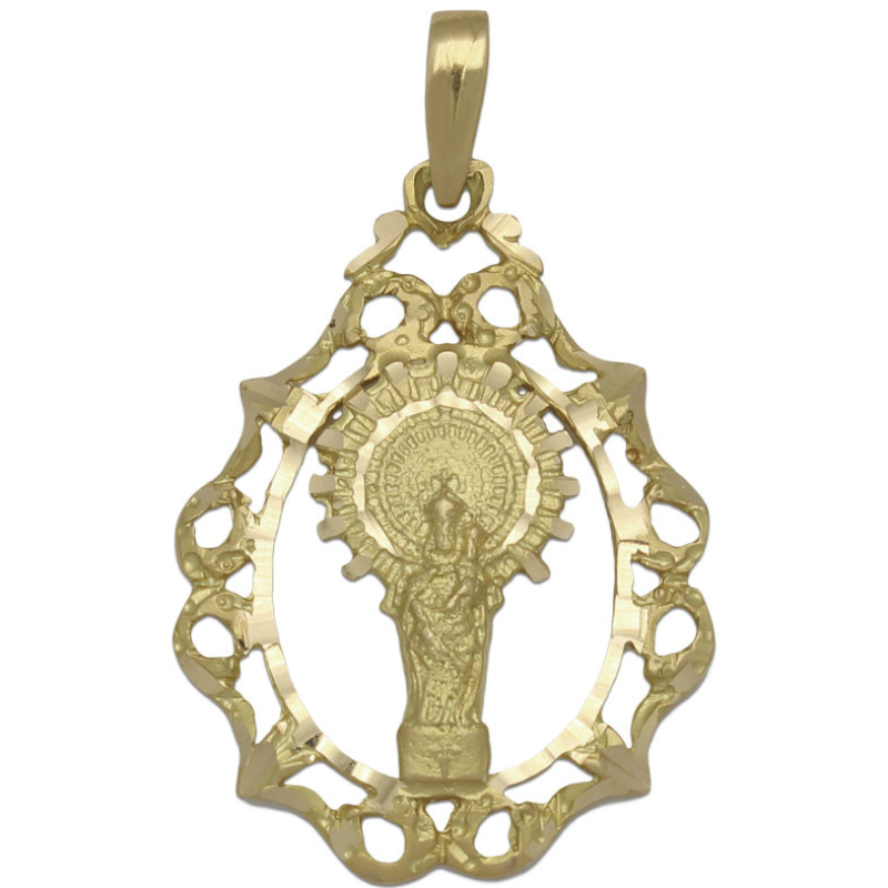 Medalla Oro 18 KL Virgen del Pilar - 23x32 mm