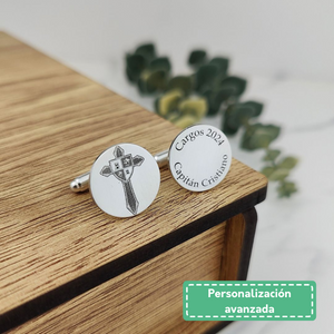 
                  
                    Cargar imagen en el visor de la galería, Gemelos Personalizados Plata Iniciales Redondos (Personalizable)
                  
                