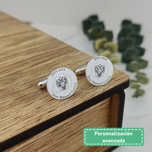 
                  
                    Cargar imagen en el visor de la galería, Gemelos Personalizados Plata Iniciales Redondos (Personalizable)
                  
                