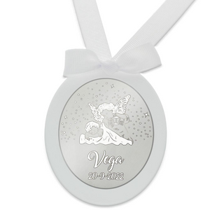 
                  
                    Cargar imagen en el visor de la galería, Medalla de Cuna Personalizada Plata de Ley Ovalada Angel de la Guarda (Personalizable)
                  
                