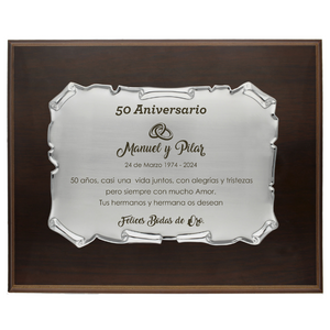 
                  
                    Cargar imagen en el visor de la galería, Placa de Jubilacion Original Homenaje Acero Dorado 26x21 cm (Personalizable)
                  
                